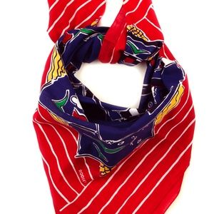 RODIER - 100% COTTON SQUARE SEAGULL SEASIDE COLLAGE Navy Red